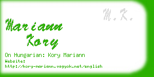 mariann kory business card